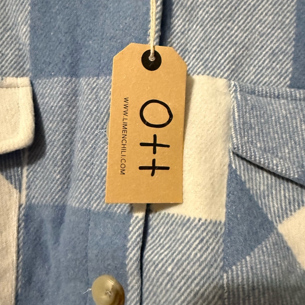 OTT NWT Blue and Cream Plaid Shacket- S/M, M/L - Picture 4 of 7